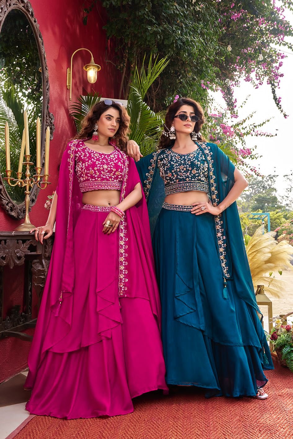 ILF Wedding Special Pure Vichitra Silk Lehenga Choli with Shrug Style Dupatta & Heavy Beadwork