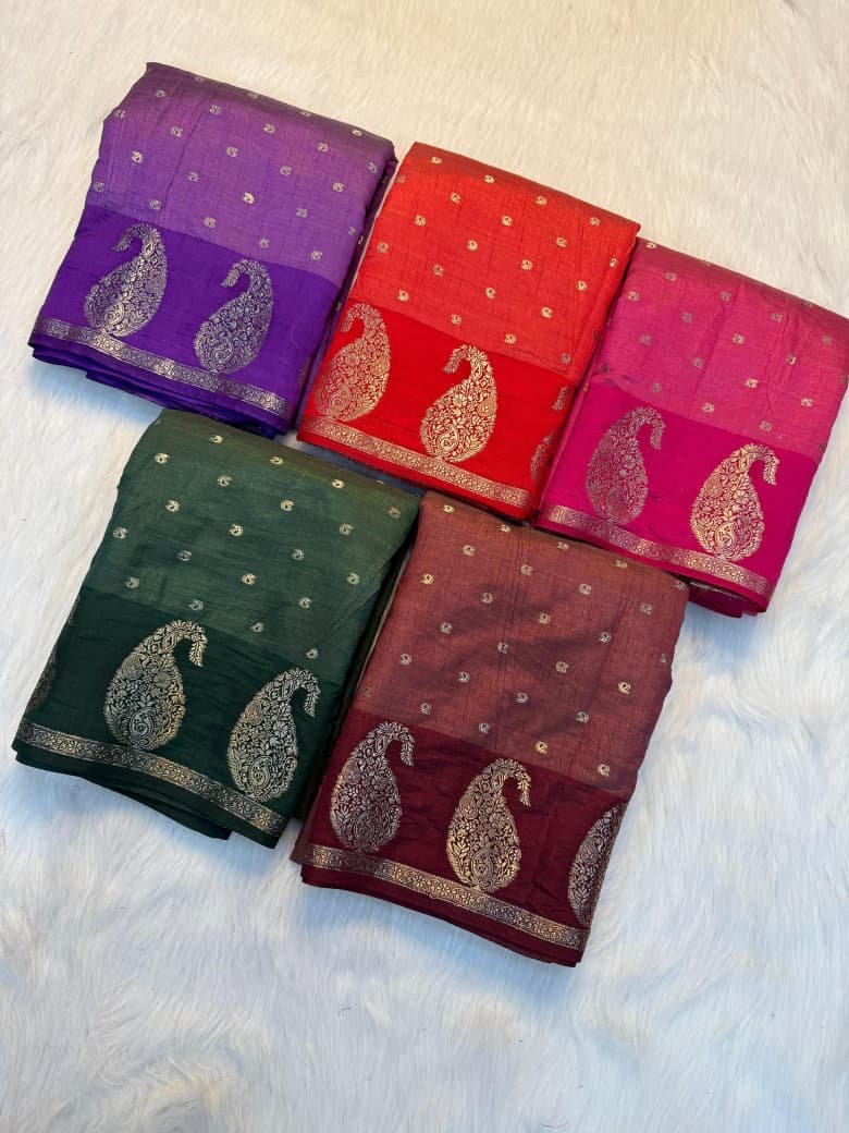 ILF Graceful Soft Silk Saree with Traditional Paisley Chit Pallu & Zari Butti