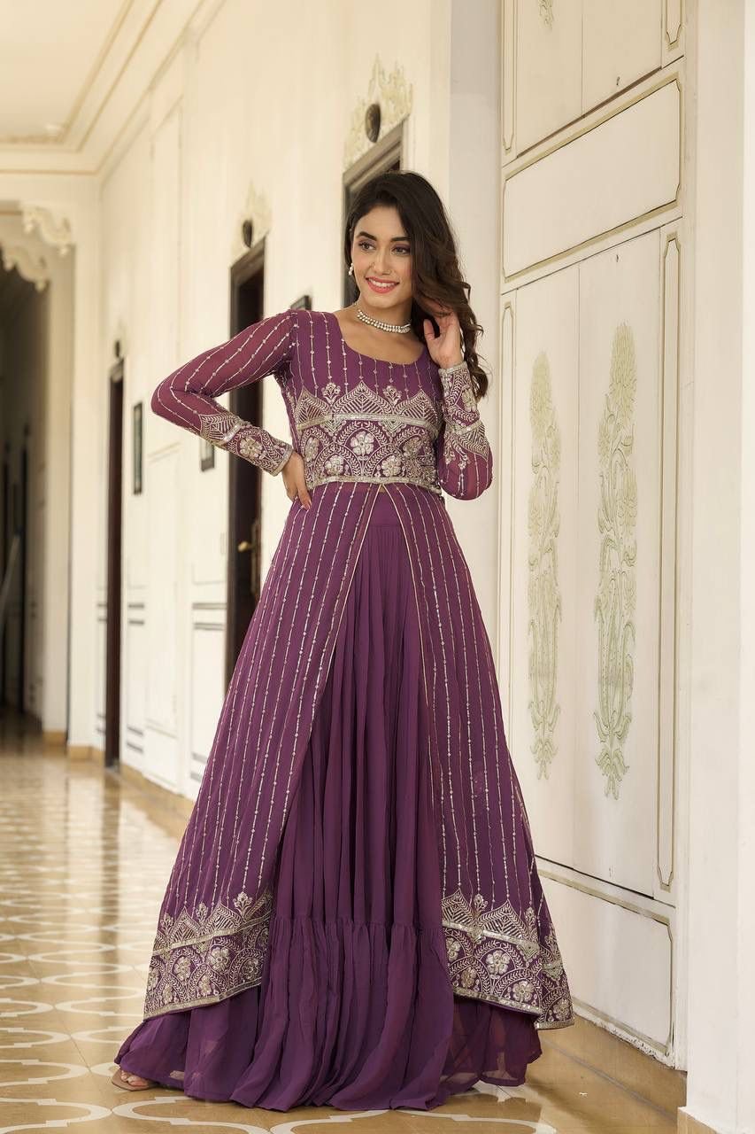 Fox Georgette Embroidered Lehenga Set for Women
