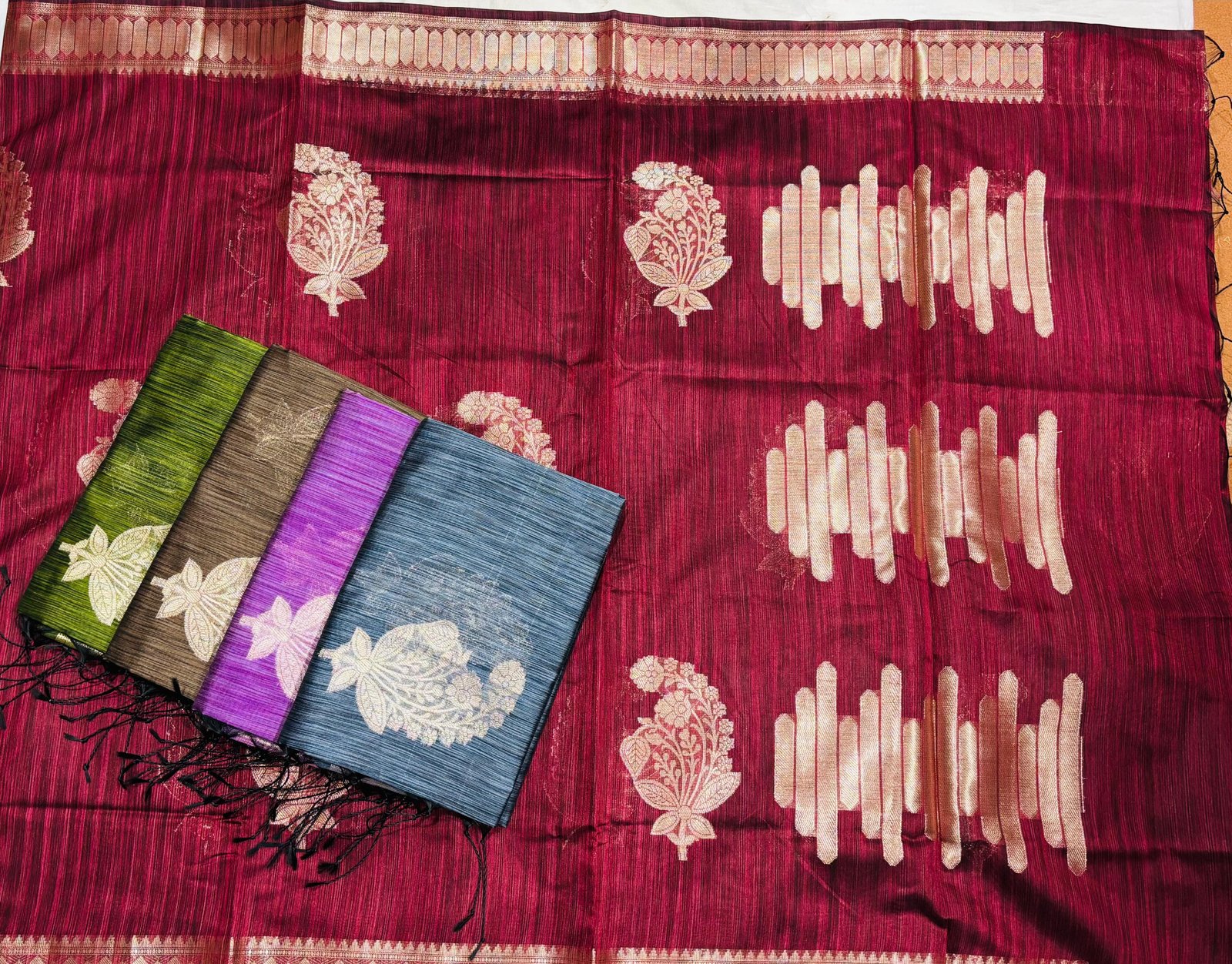 Graceful Semi Tussar Silk Saree with Traditional Zari Butta and Zari Border