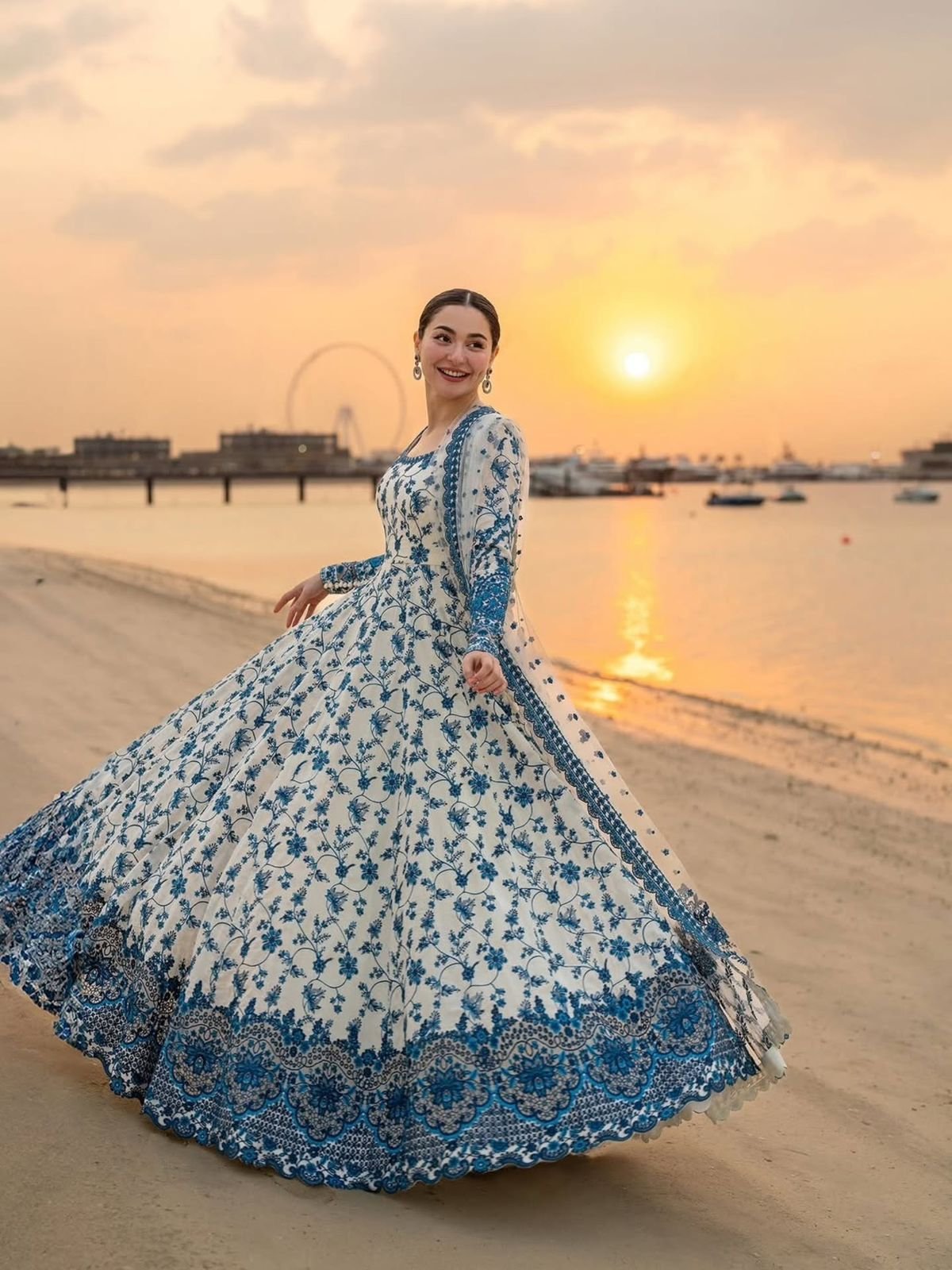 Elegant Fox Georgette Party Wear Gown with Heavy Floral Embroidery & Soft Organza Dupatta