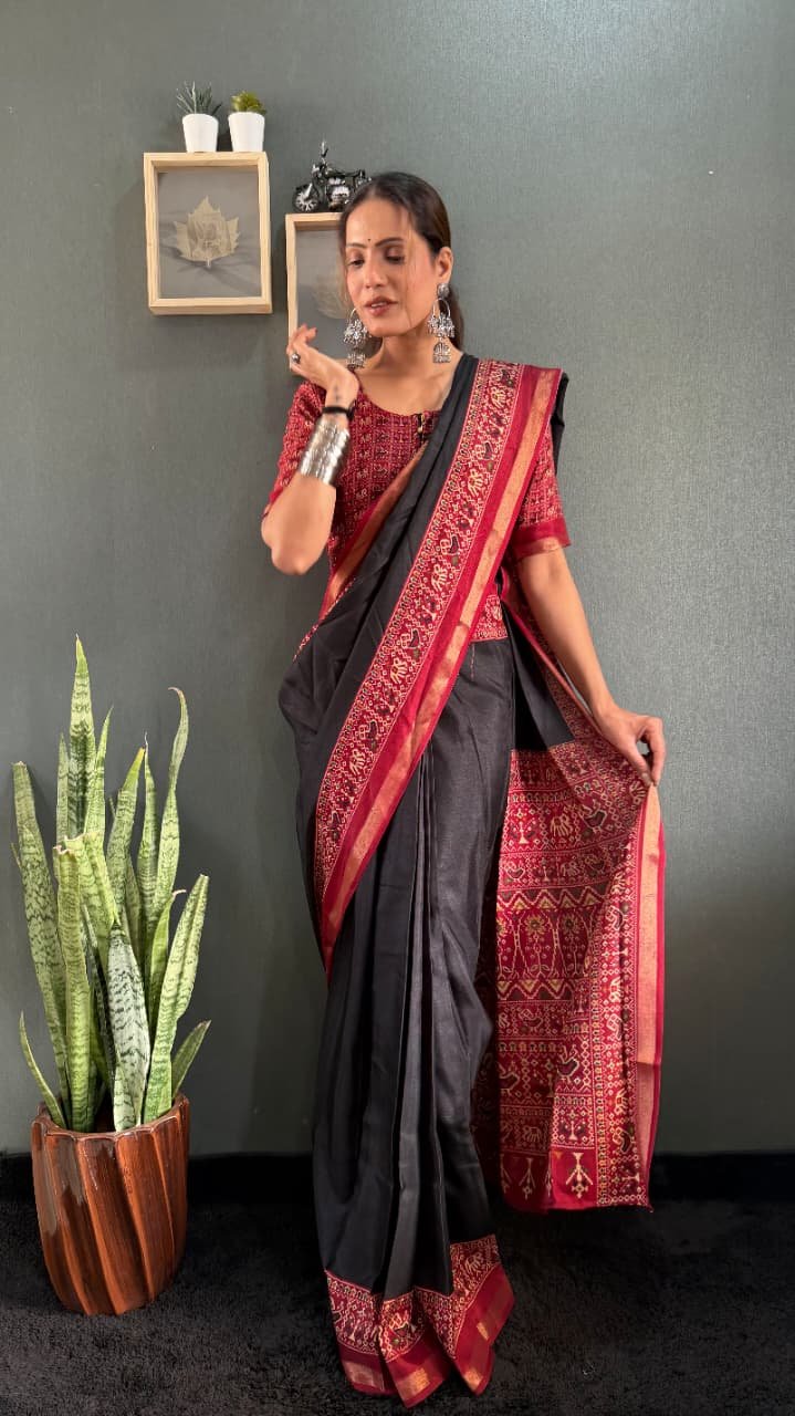 Aura of Elegance: Premium Dola Silk Ready-to-Wear Gown Saree