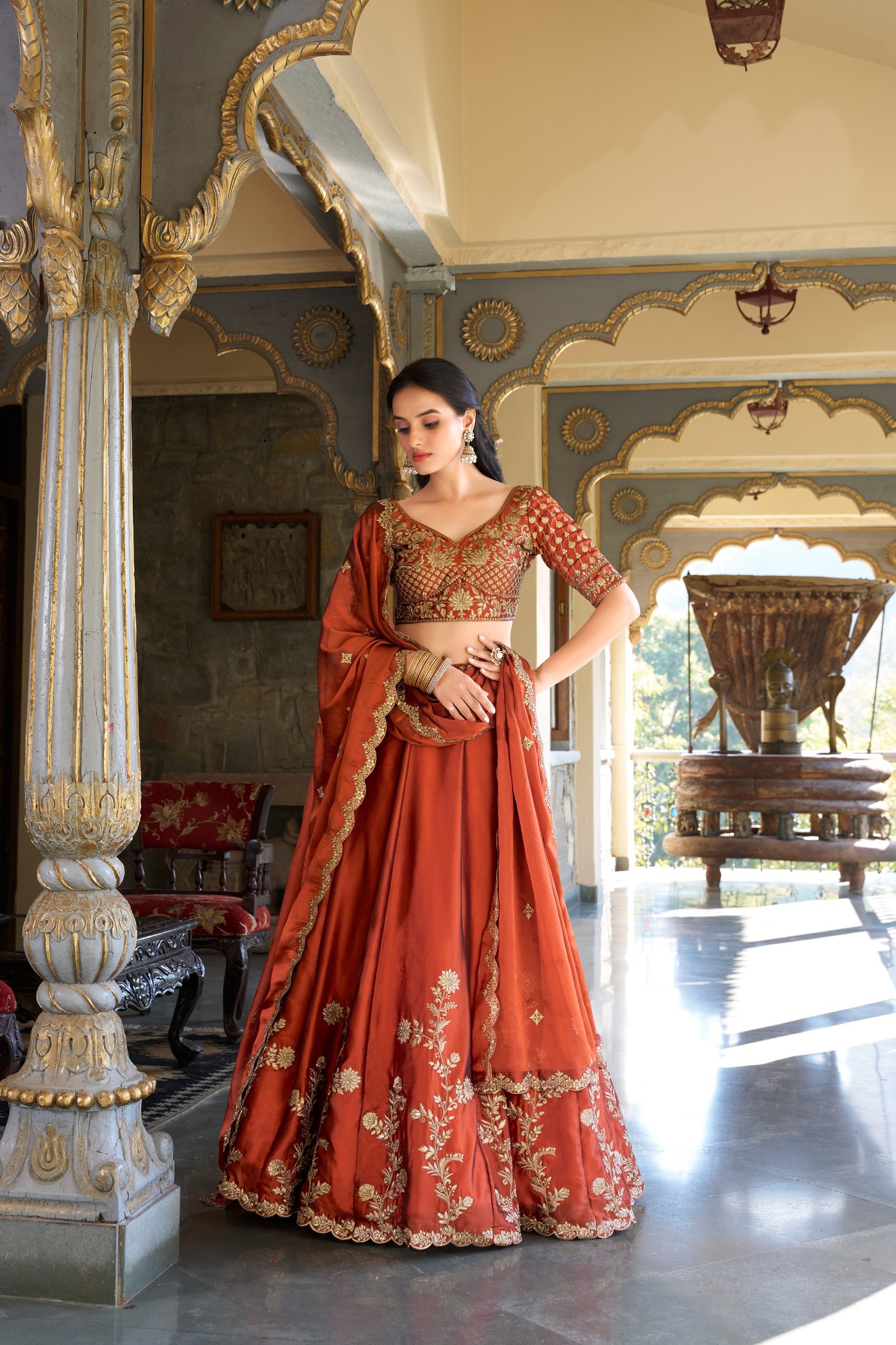 Midnight Bloom: Rangoli Silk Stitched Lehenga Choli with Sequin & Thread Embroidery