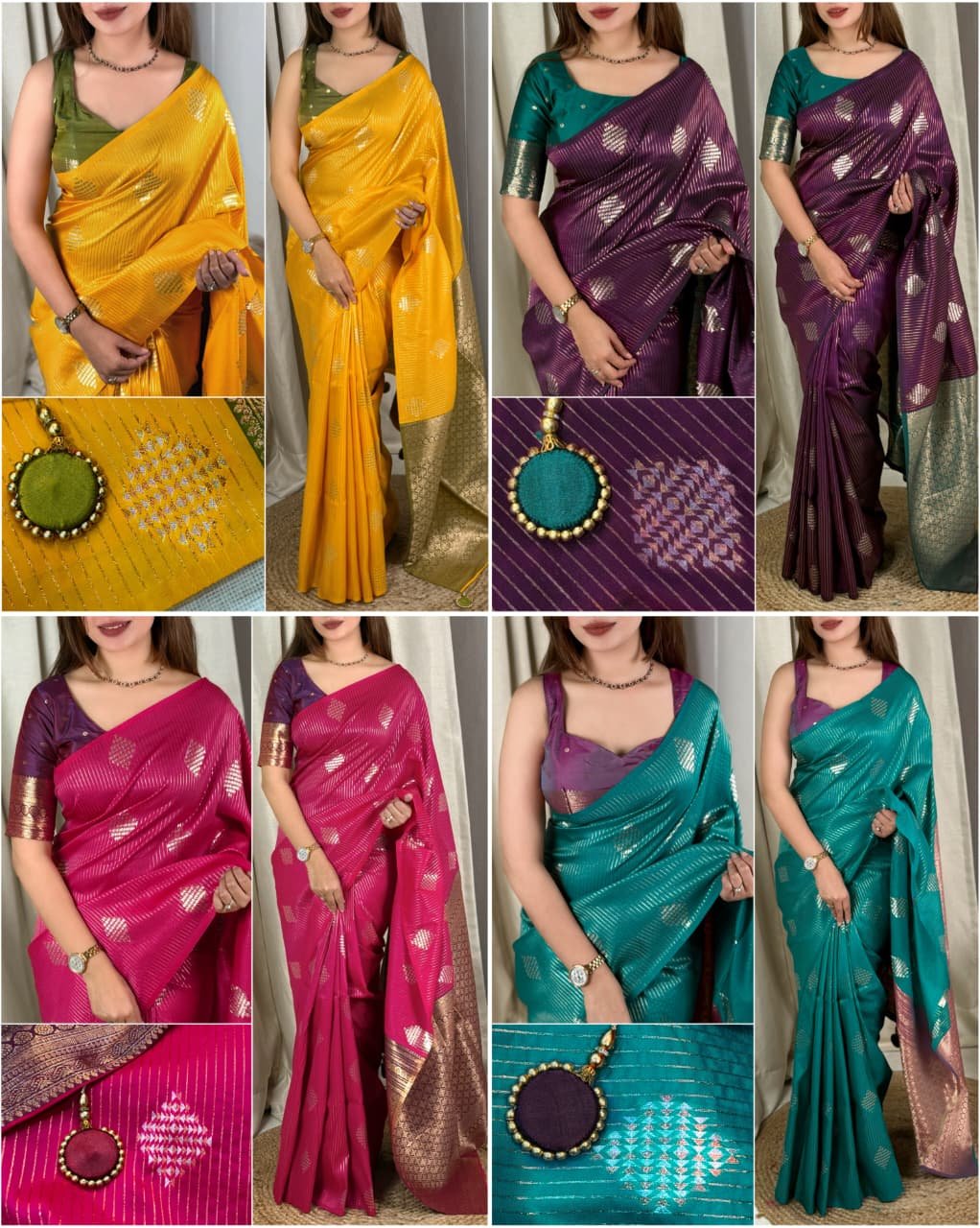 Dual Zari Minakari Banarasi Silk Saree with Jacquard Weaving & Fancy Tassels