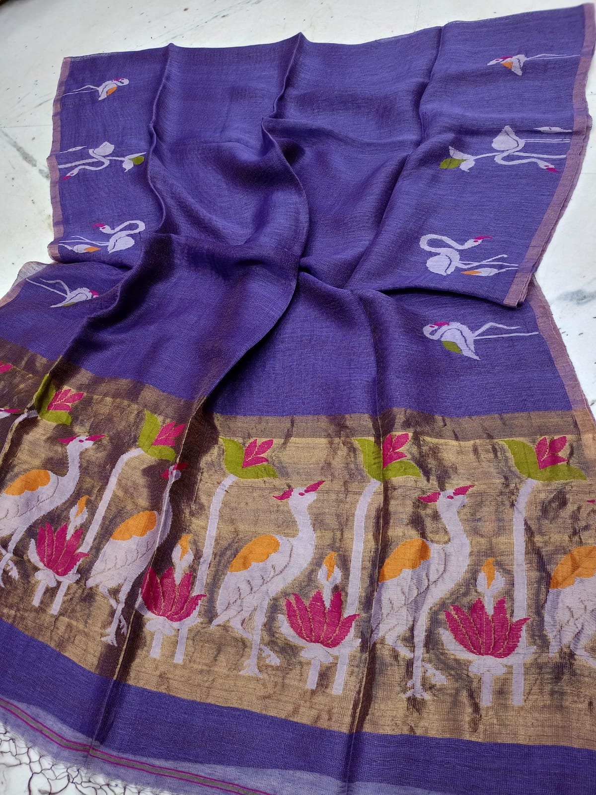 Exclusive Jayashree 100 Count Soft Reshom Linen Saree with Premium Export Tissue Border