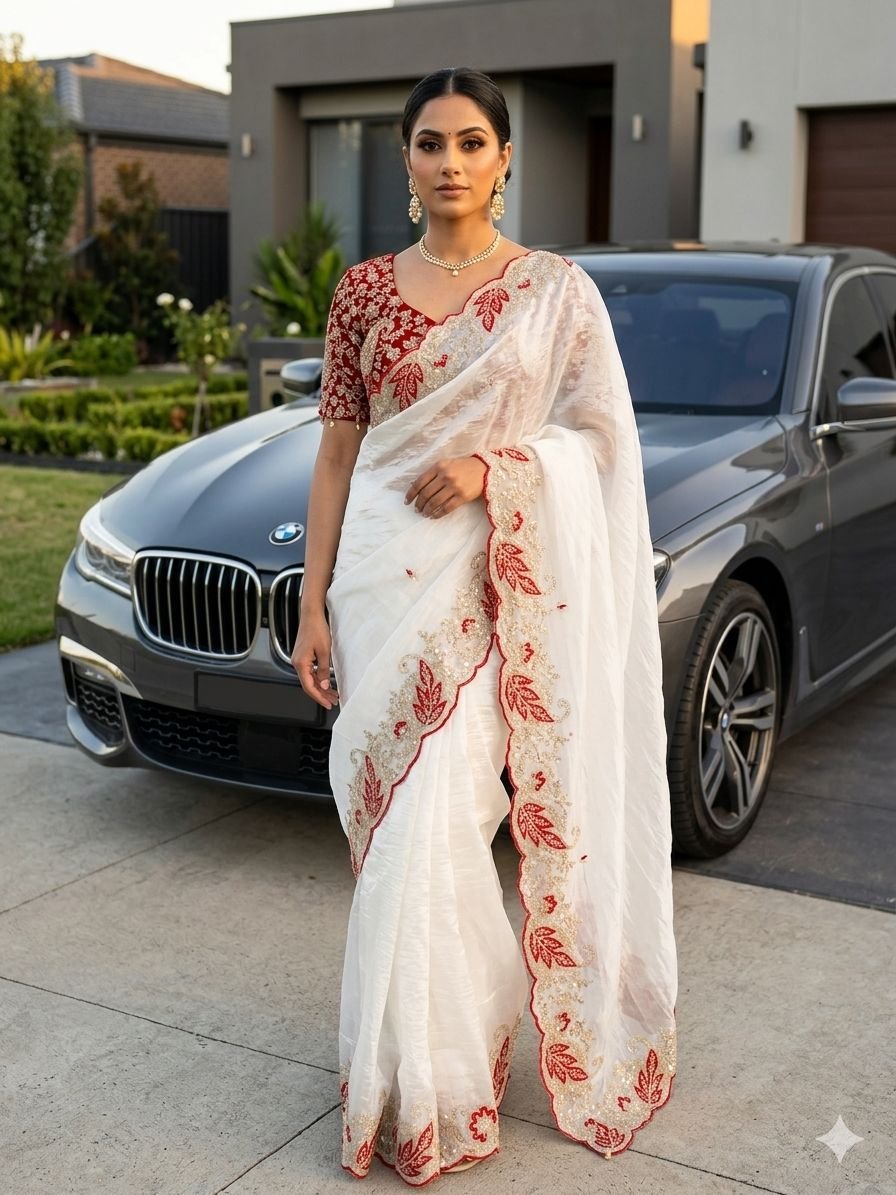 Designer Crush Tissue Saree & Stitched Silk Blouse Code-A.T.