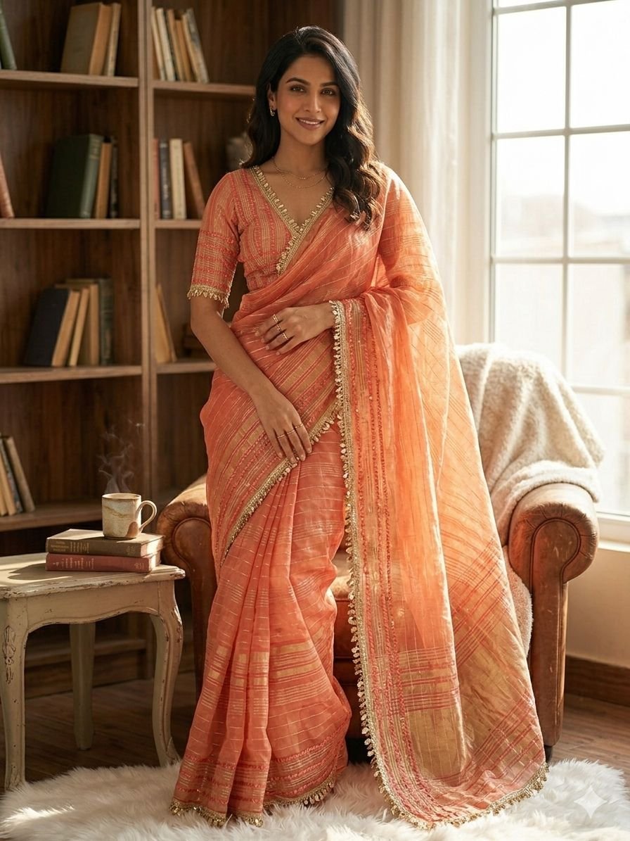 Ethereal Shimmer Soft Tissue Silk Saree Code !! F.B.S.