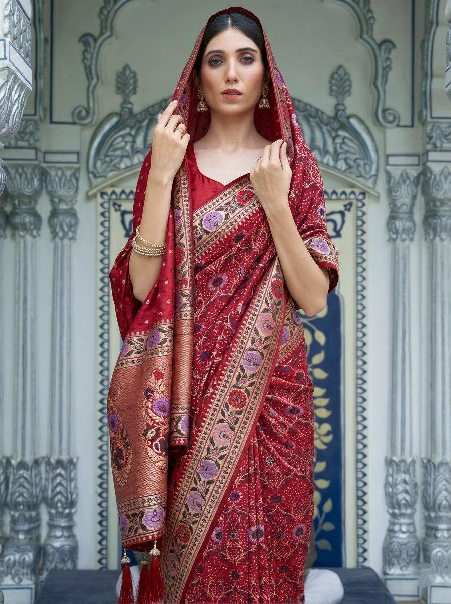 Royal Heritage Soft Khadi Georgette Bandhej Saree  Code !! F.B.S.