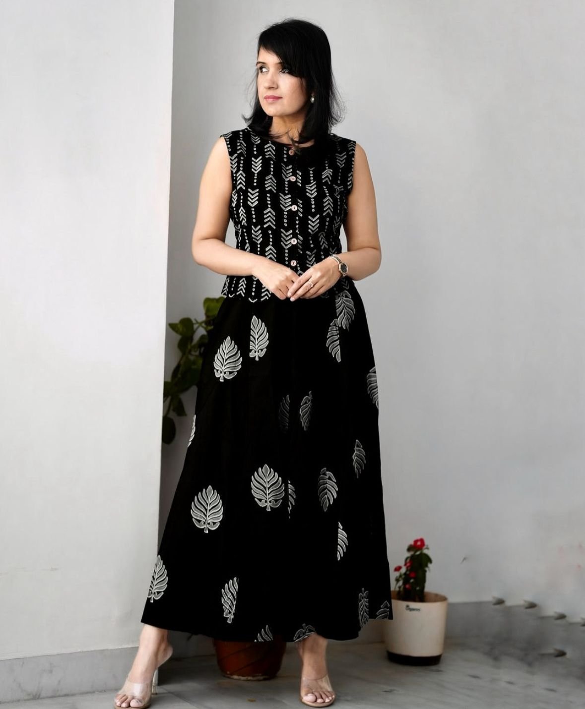 Premium Printed Cotton Top and Flared Skirt Co-Ord Set Code !! F.B.K.