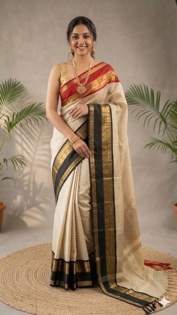 Premium Semi-Modal Handloom Azrakh Print Saree with Blouse Piece Code !! T.T.G.C.