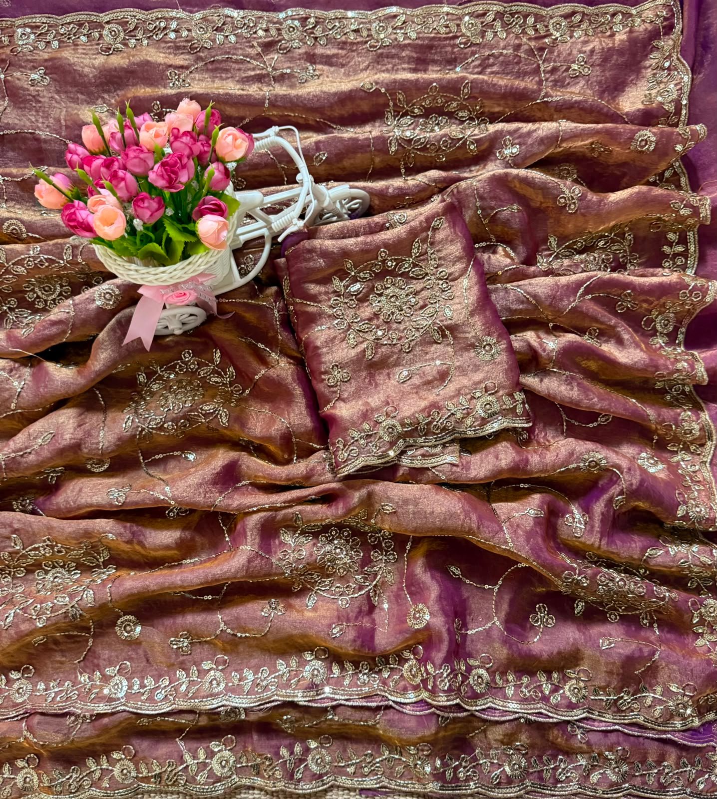 Premium Space Silk Bridal-Inspired Saree with Sequin & Cutdana Work Code !! F B.S.
