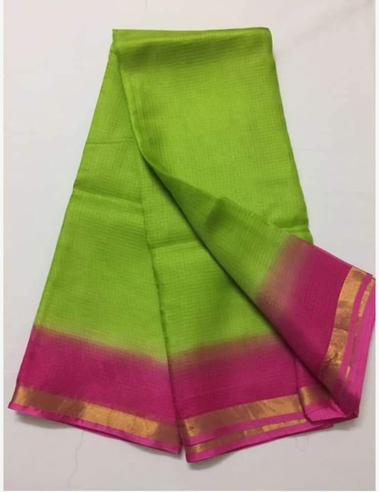 Exquisite Plain Dyed Kota Doria Pure Silk Saree with Border & Blouse Code !! K.S.M.