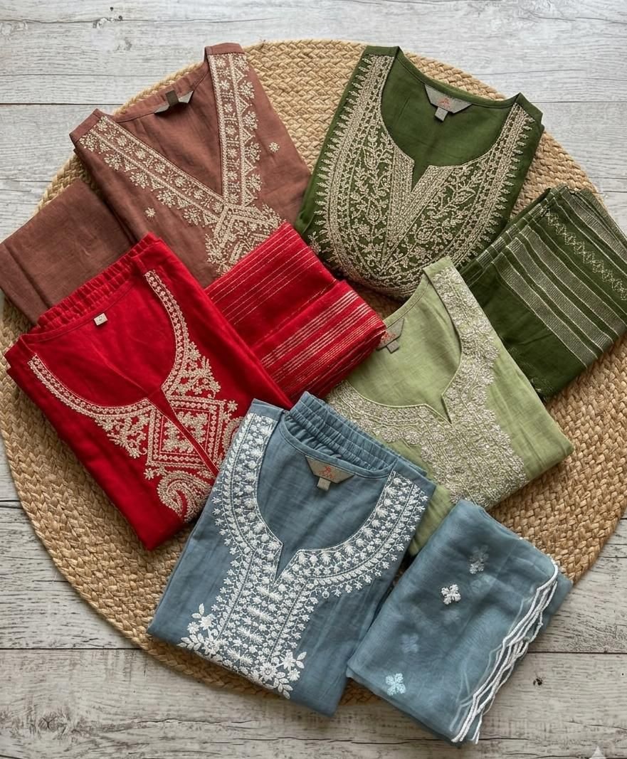 Classic Roman Silk Straight-Cut Ethnic Three-Piece Suit Set Code !! F.B.K.