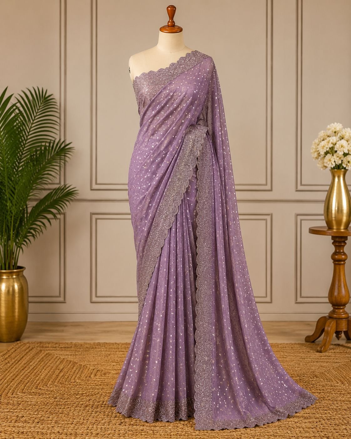 Elegant Space Silk Jarkhan Work Saree Code !! F.B.S.