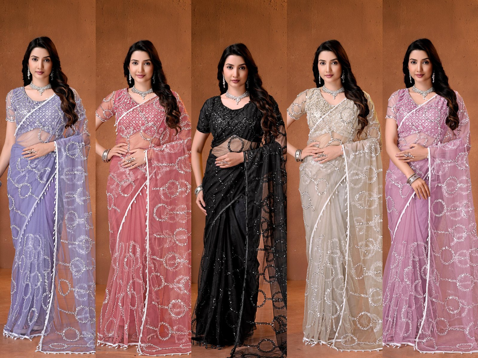 Product: Regal Embroidered Net Saree Code !! F.B.S.