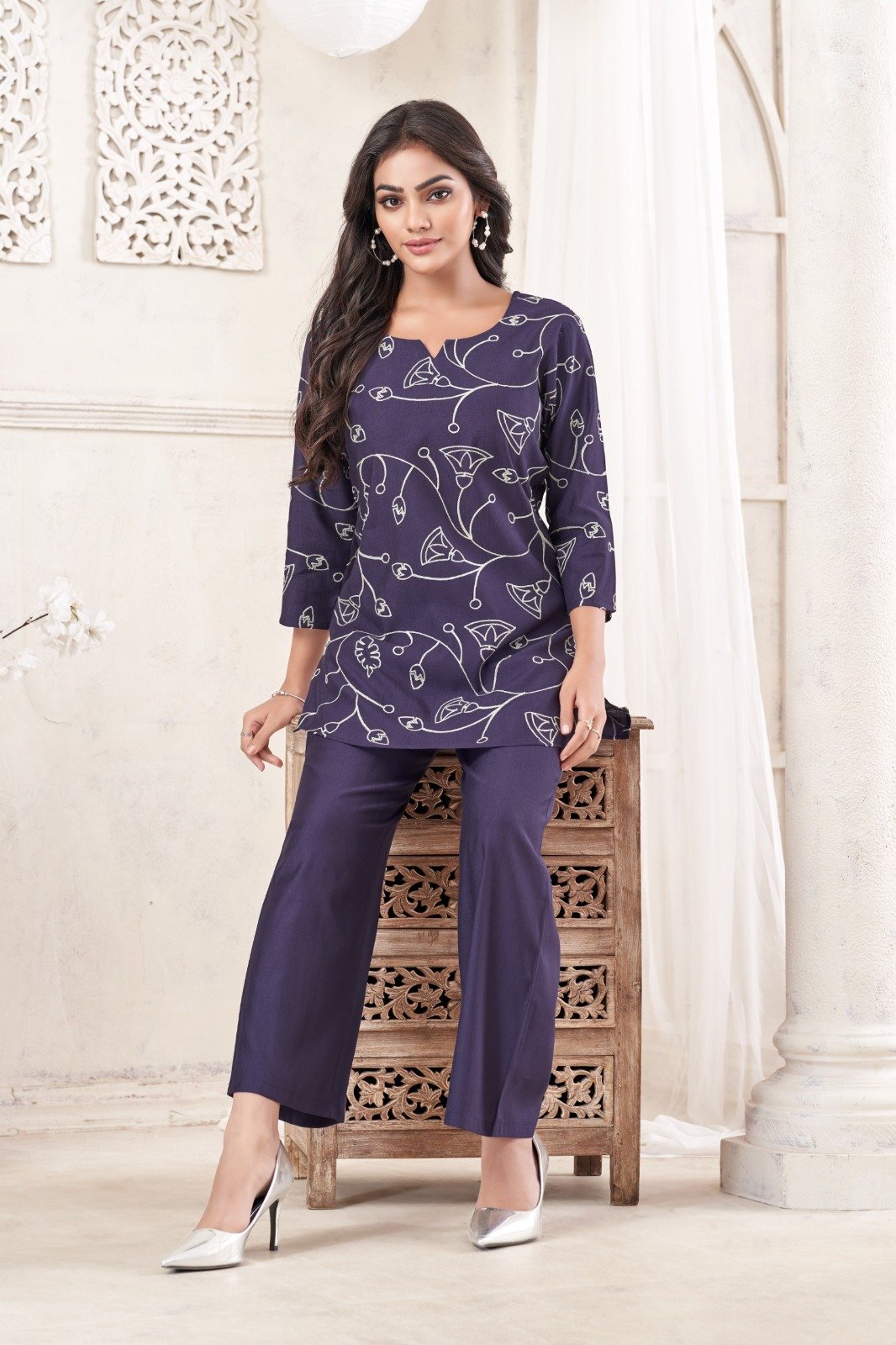 Elegant Dori Work Cotton Co-ord Set (Code: F.B.W.)