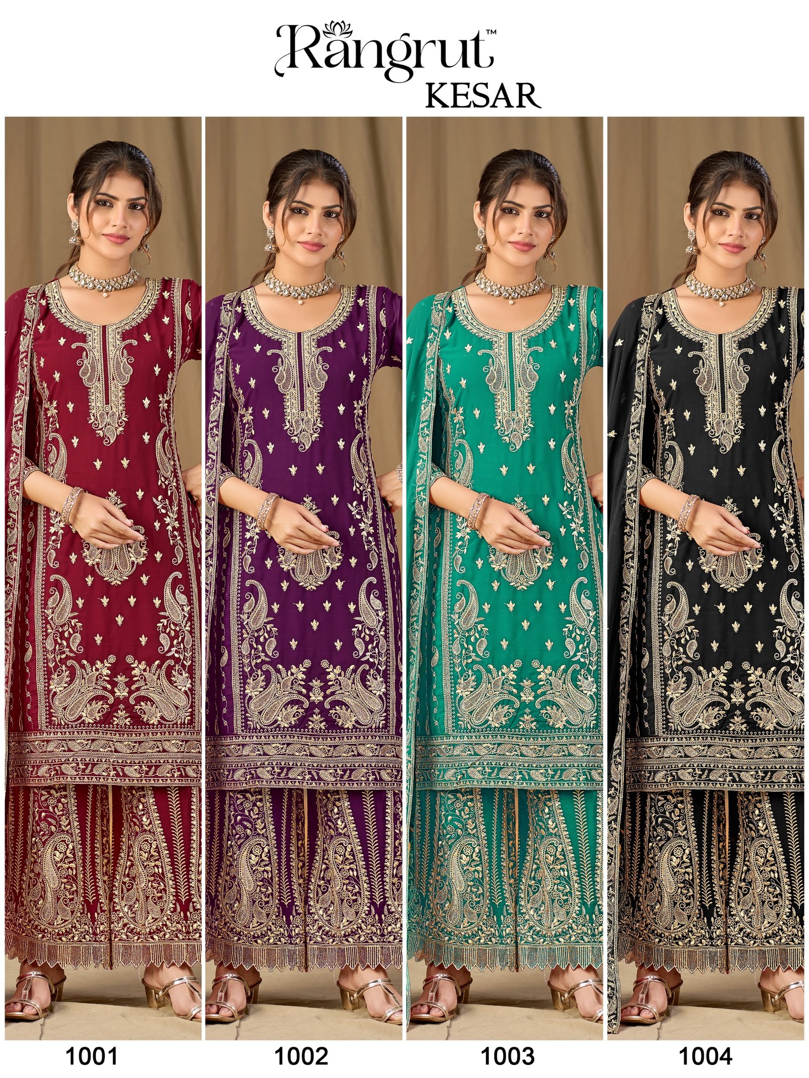 Elegant Blooming Georgette Kurti with Palazzo and Dupatta Set – Heavy Embroidery Work Code !! F B K.