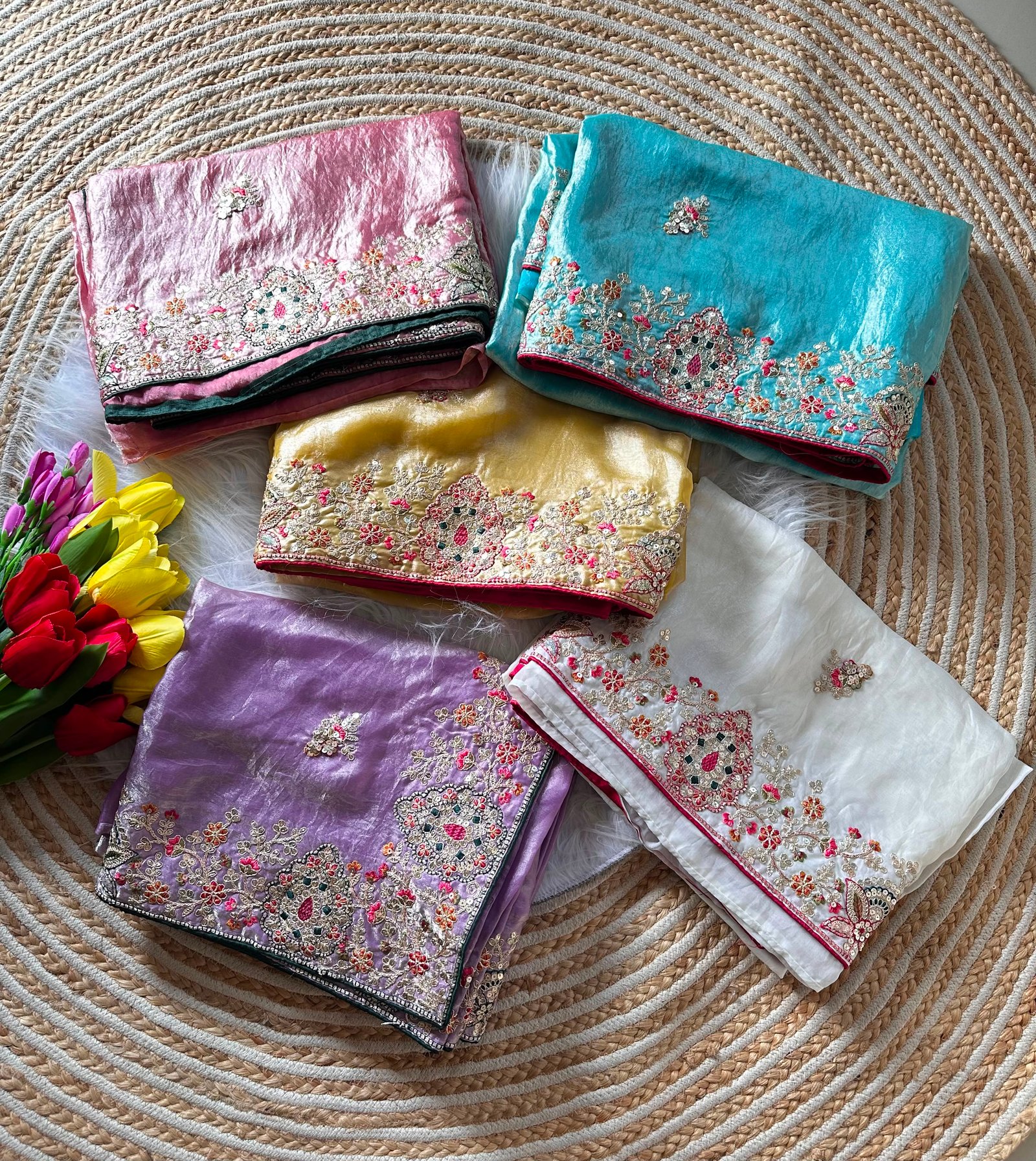 Luxurious Fandy Silk Festive Saree with Heavy Golden Embroidery Code !! F B S.