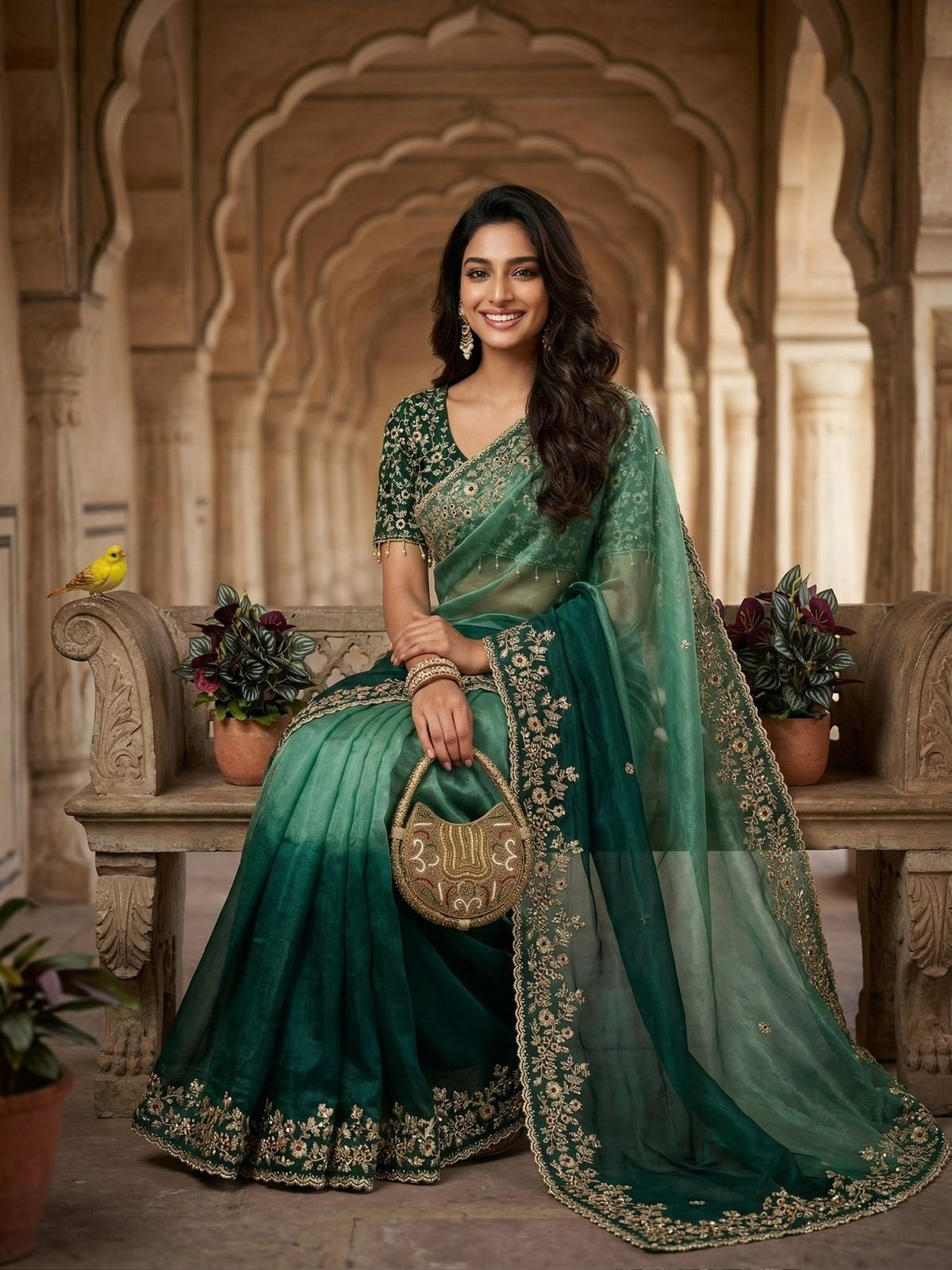 Designer Fandy Chiffon Silk Saree with Sequins and Embroidery Code !! F.B.S
