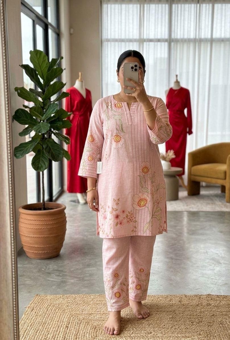 Premium Plus-Size Viscose Chanderi Digital Floral Coord Set Code !! F.B.W.