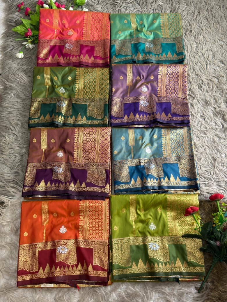 Trendy Soft Banarasi Luxaria Silk Saree with Rich Pallu and Brocade Blouse Code-B.F.S.