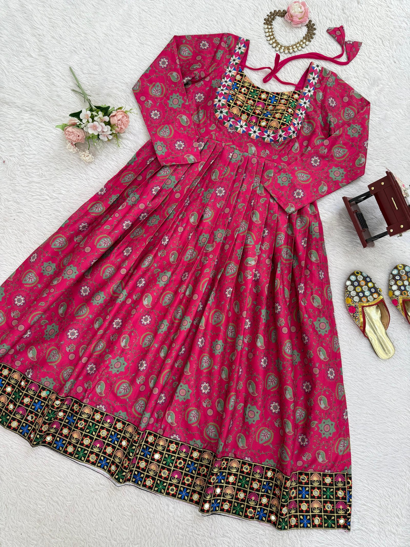 Effortlessly Charming Rayon Ethnic Top with Mirror and Thread Work Code-R.T.C.