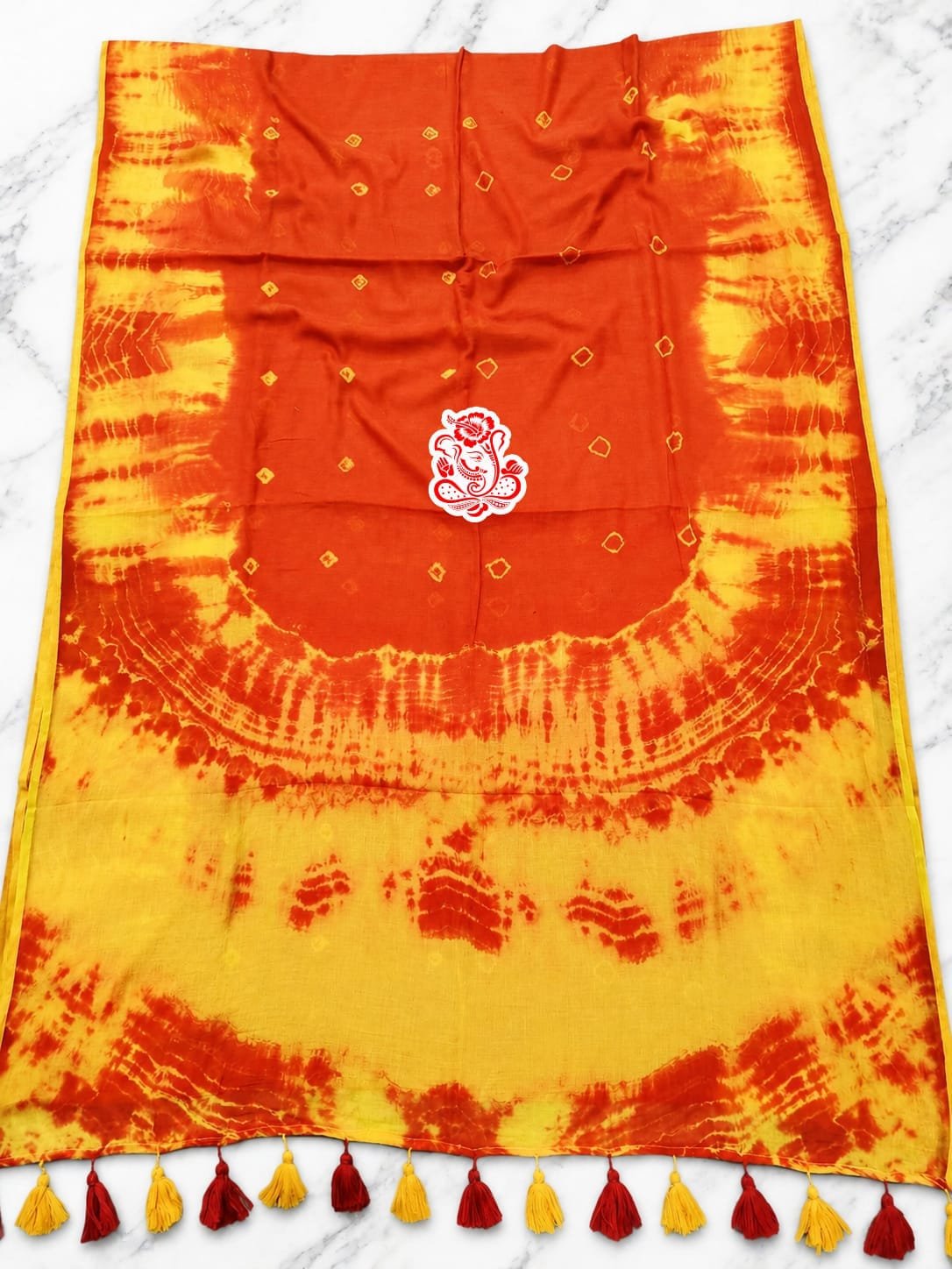 Premium Exclusive Hand-Dyed Mulmul Cotton Bandhani Saree *Code !! T.T.G.C.