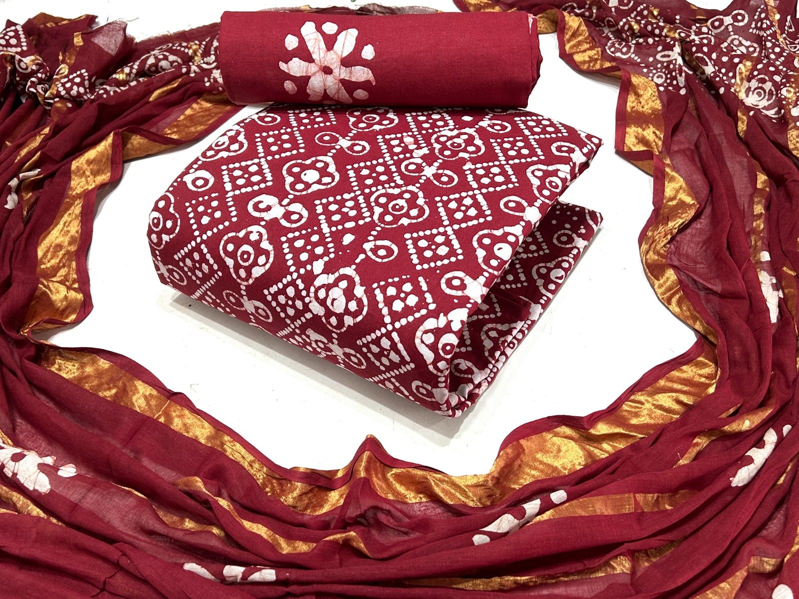 Premium Wax Batik Pure Cotton Dress Material Set (Code: F.B.S.S.)