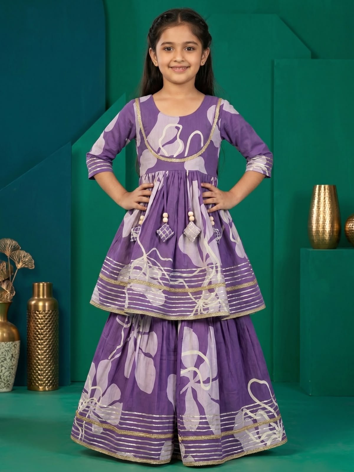 Beautiful Exclusive Girls' Kurta Kediya and Sharara Set (Code: F.B.K.W)