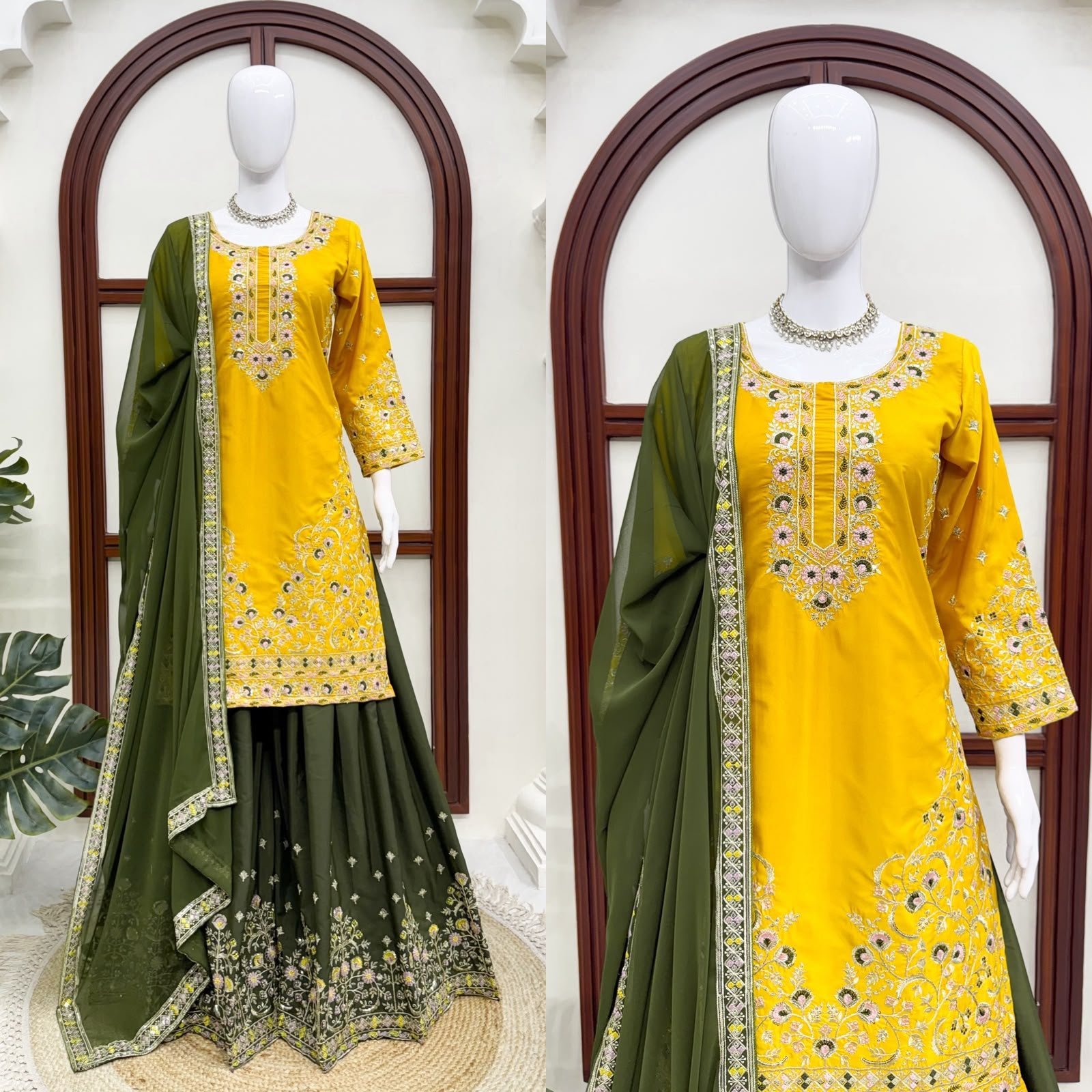 Intricate Thread & Sequence Work Plazzo Set Code !! F.B.S.S.