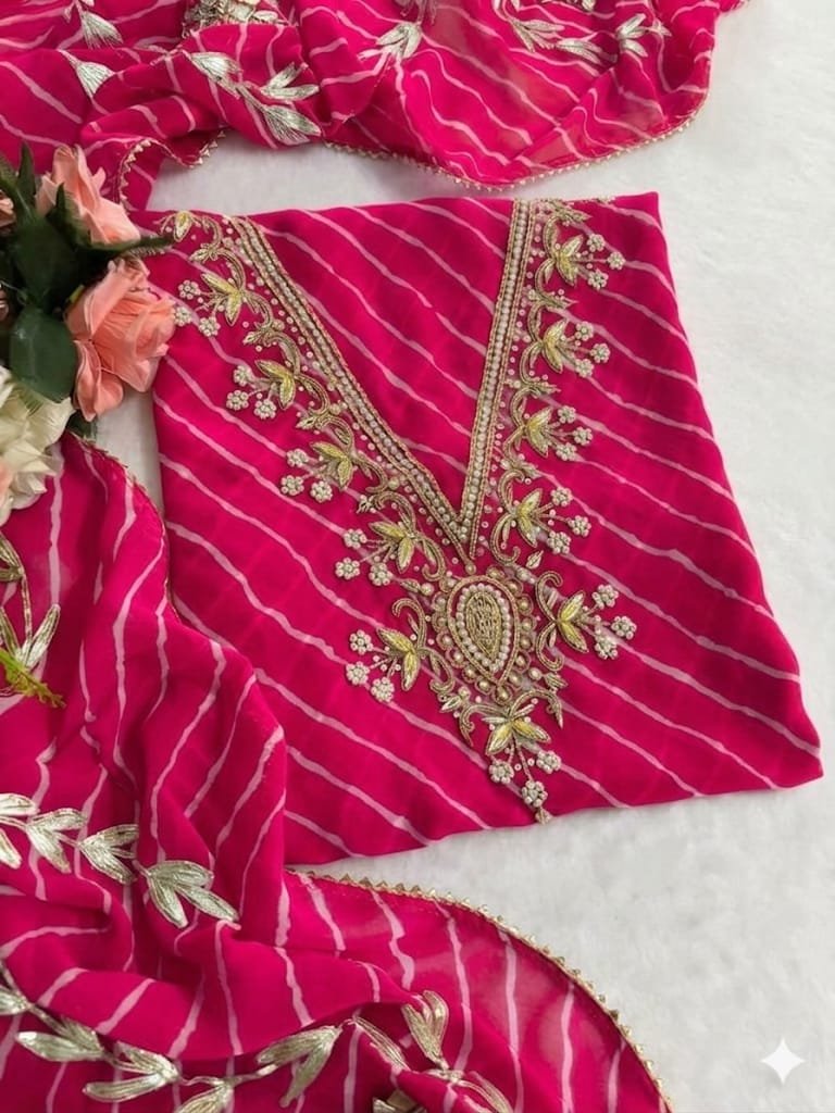 Premium Viscose Georgette Zardozi Handwork Dress Material  Code!! F B.S.S.