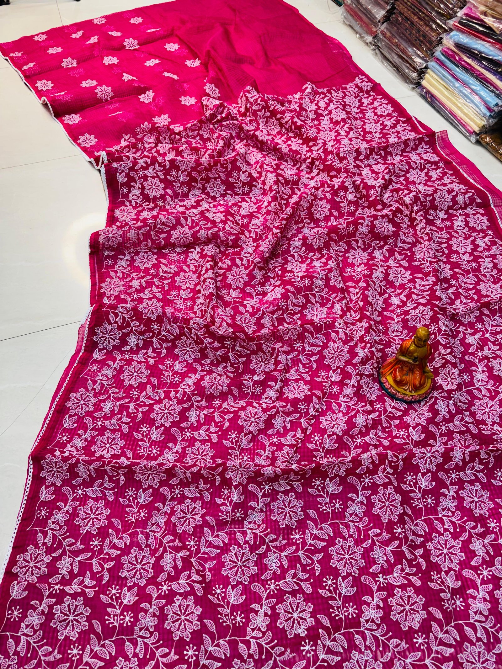 Elegant Pure Kota Lucknow Chikankari Saree Code !! T.T.G.C.
