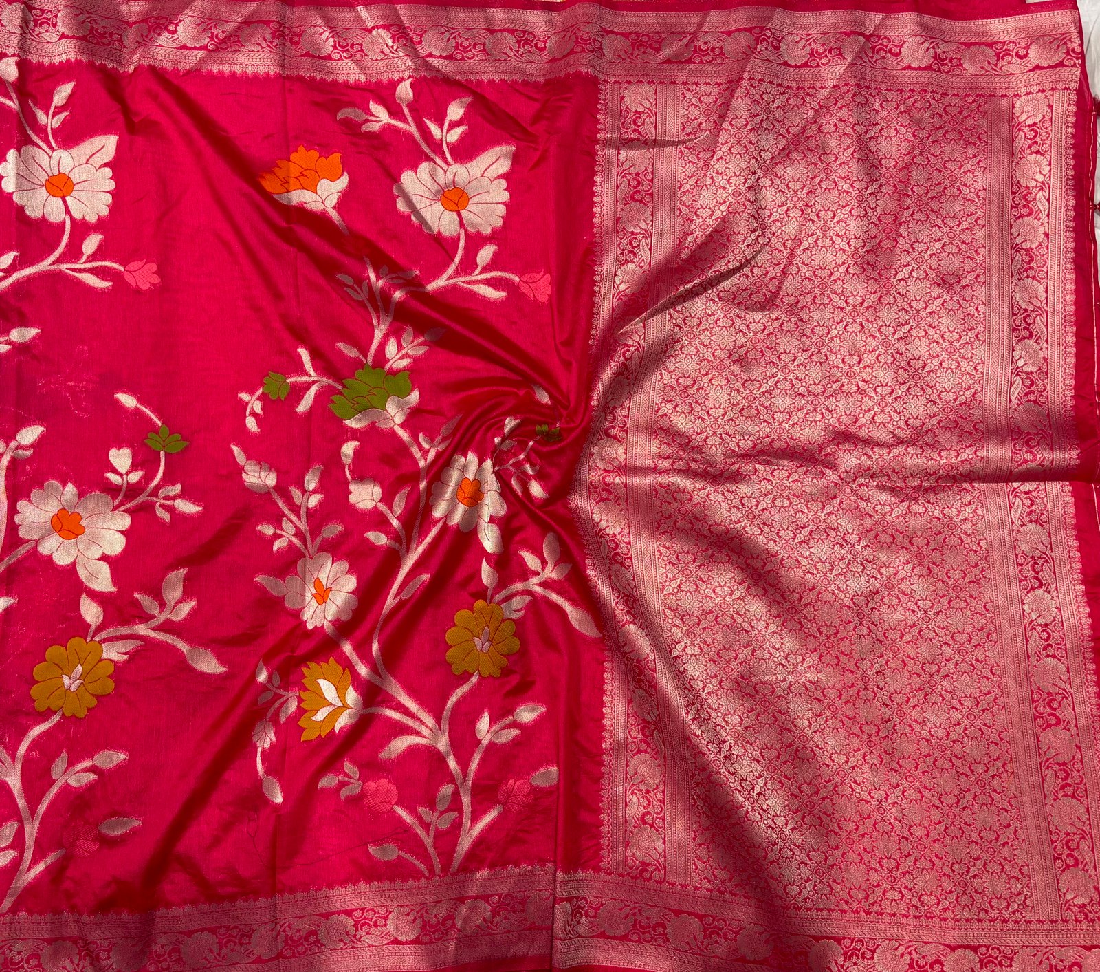 Elegant Semi-Tussar Silk Saree with Golden Zari Weaving