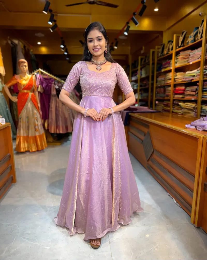 Exquisite Space Silk Anarkali Ensemble Code!! F.B.K.
