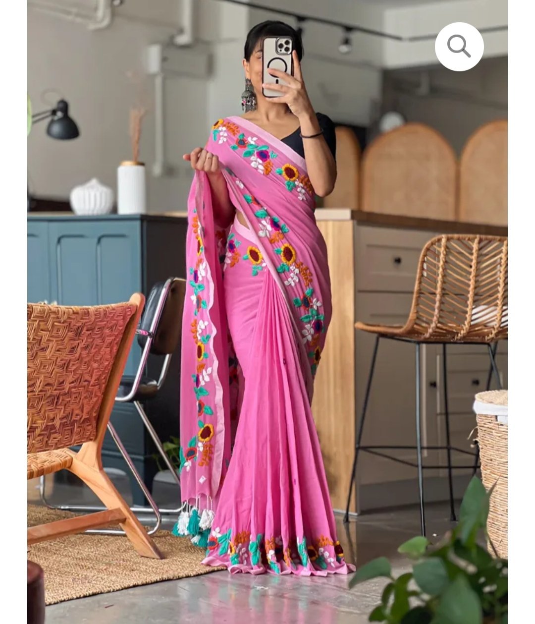 Exclusive Pure Mulmul Cotton Handmade Bullion Stitch Embroidered Saree Code !! T.T.G.C.