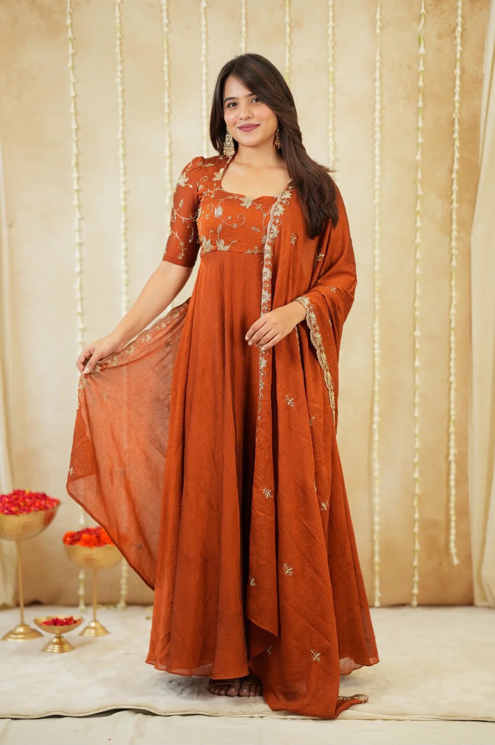 Rangoli Crush Anarkali Set with Beadwork and Dupatta Code !! A.P.F.