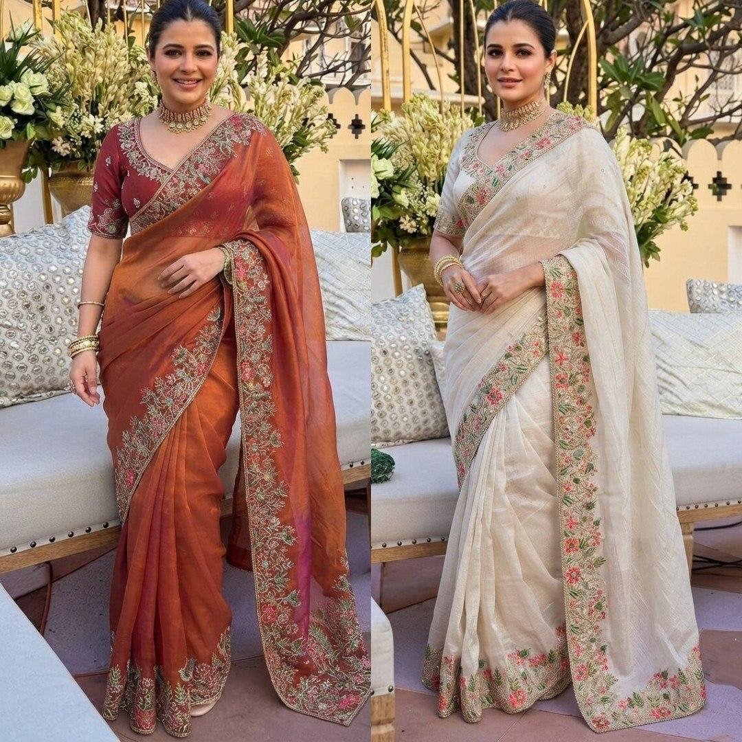 Party & Wedding Wear Soft Fendy Satin Silk Saree Code !! F.B.S.