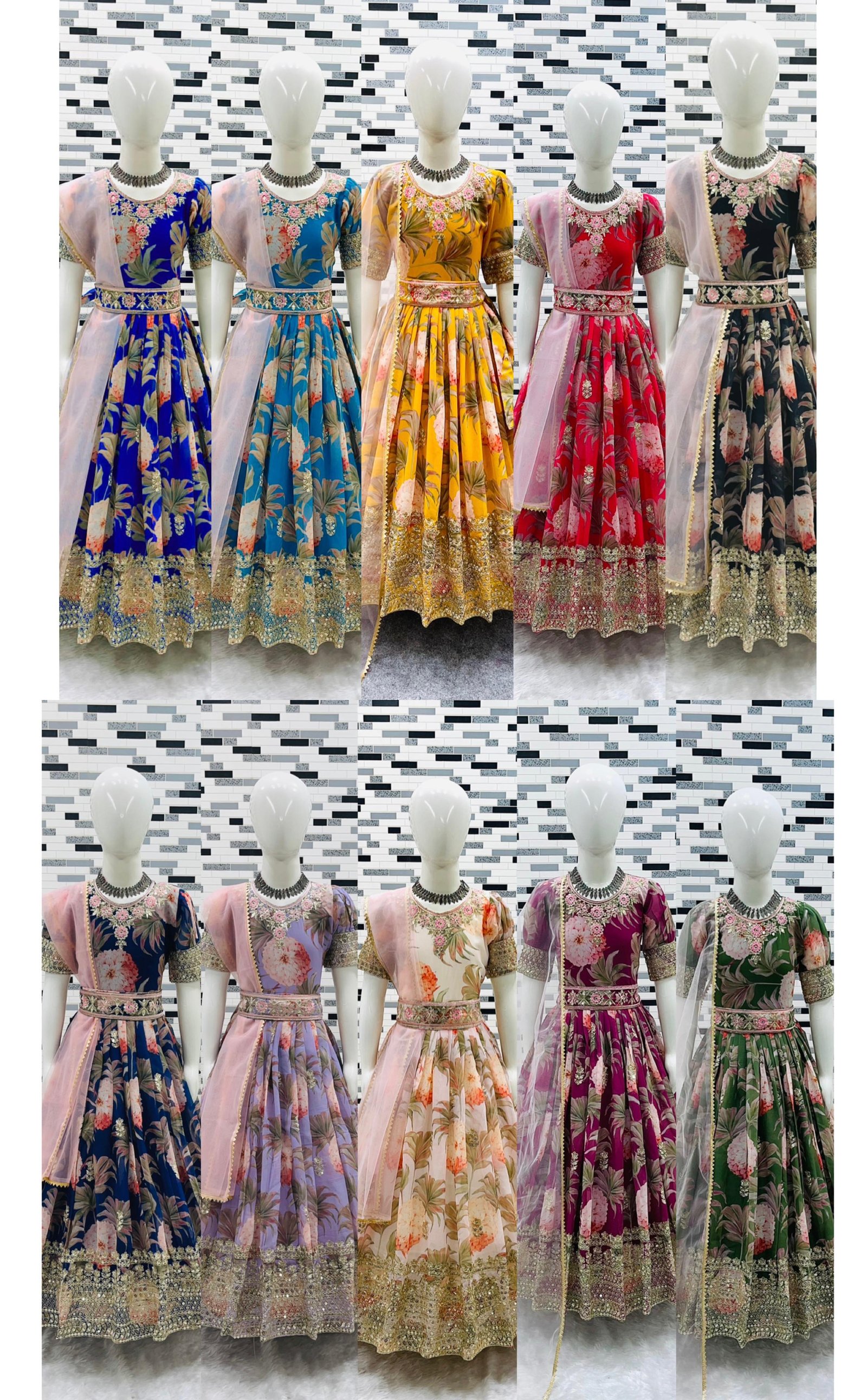 Kids Heavy Fox Georgette Digital Printed and Sequinned Gown with Dupatta Code !! F.B.K.W.