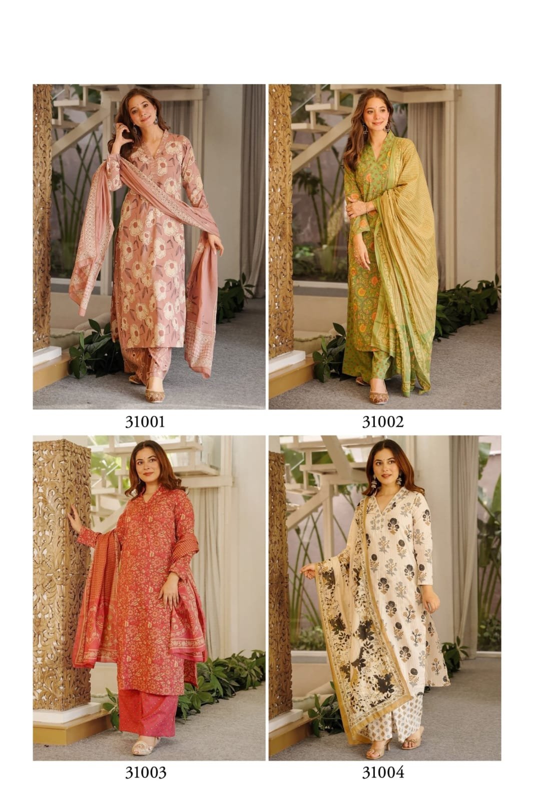 Straight Cambric Cotton Printed Casual Wear Kurti with Bottom and Dupatta Collection Code!! F.B.K.