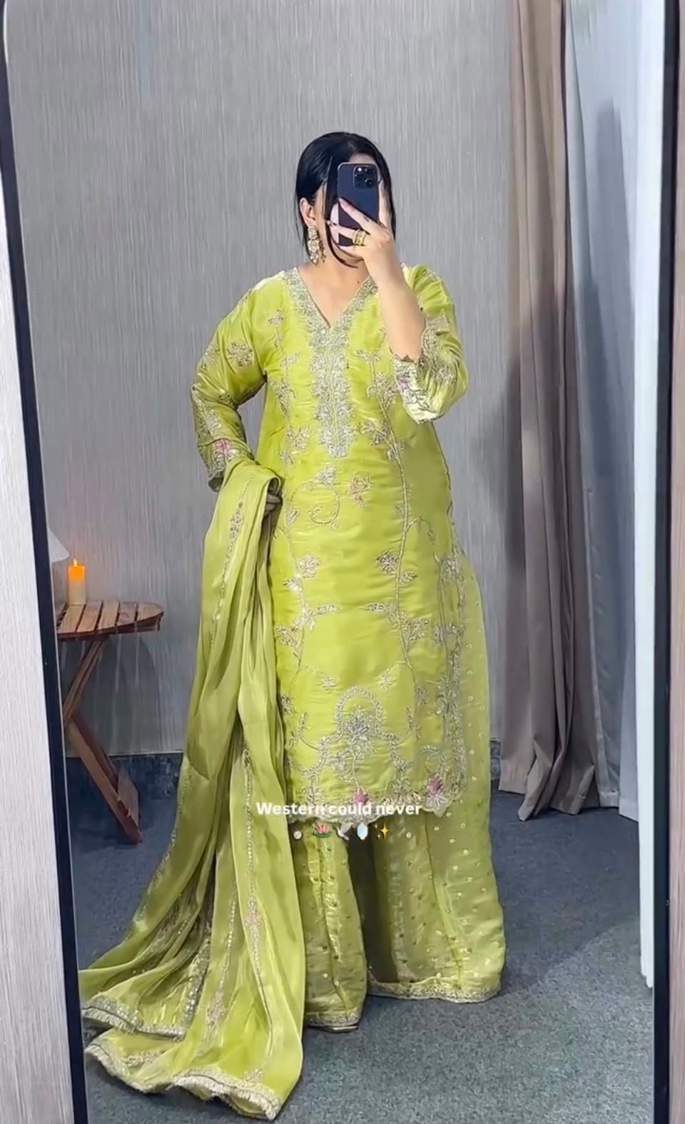 Heavy Gym Silk Party Wear Top and Palazzo Set with Fancy Embroidered Dupatta Code !! F.B.S.S.
