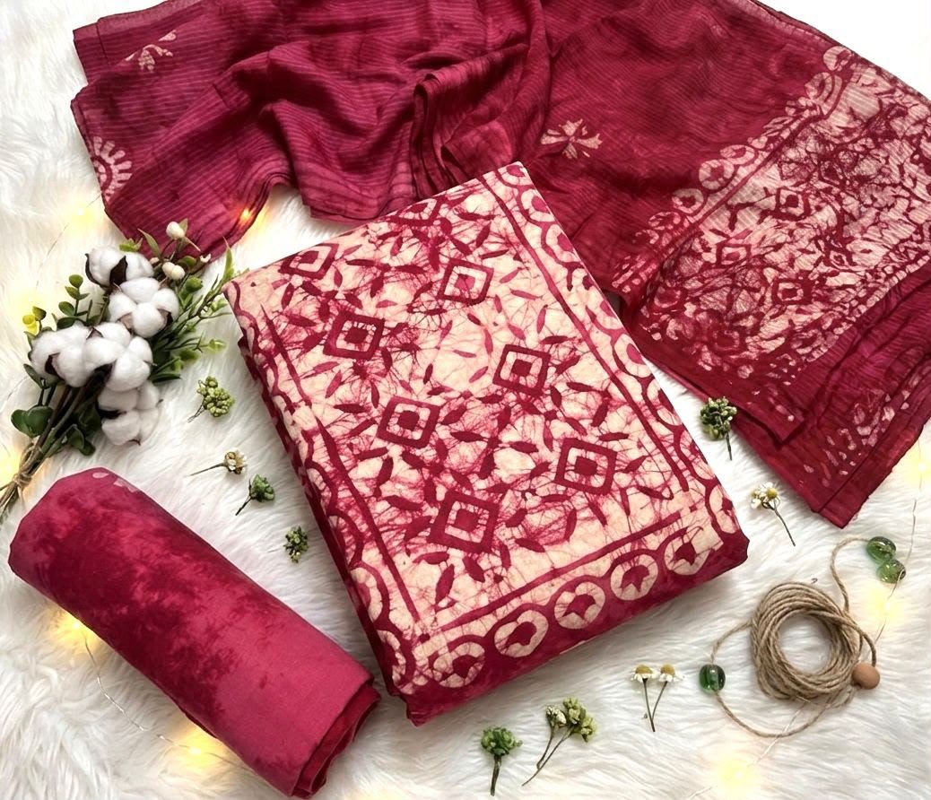 Elegant Wax Batik Print Dress Material Set Code !! F.B.S.S.