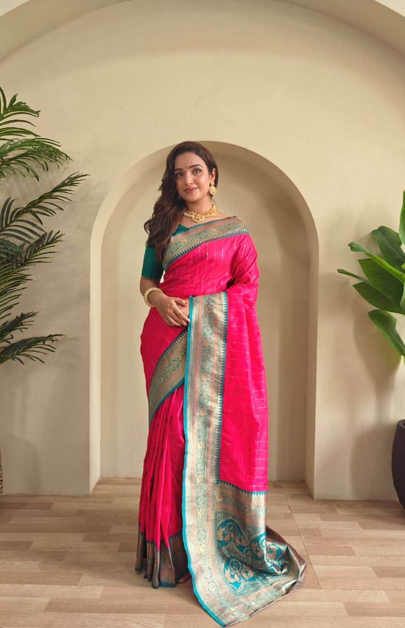 Royal Kanchipuram-Touch Paithani Silk Saree (Code: T.S.K)
