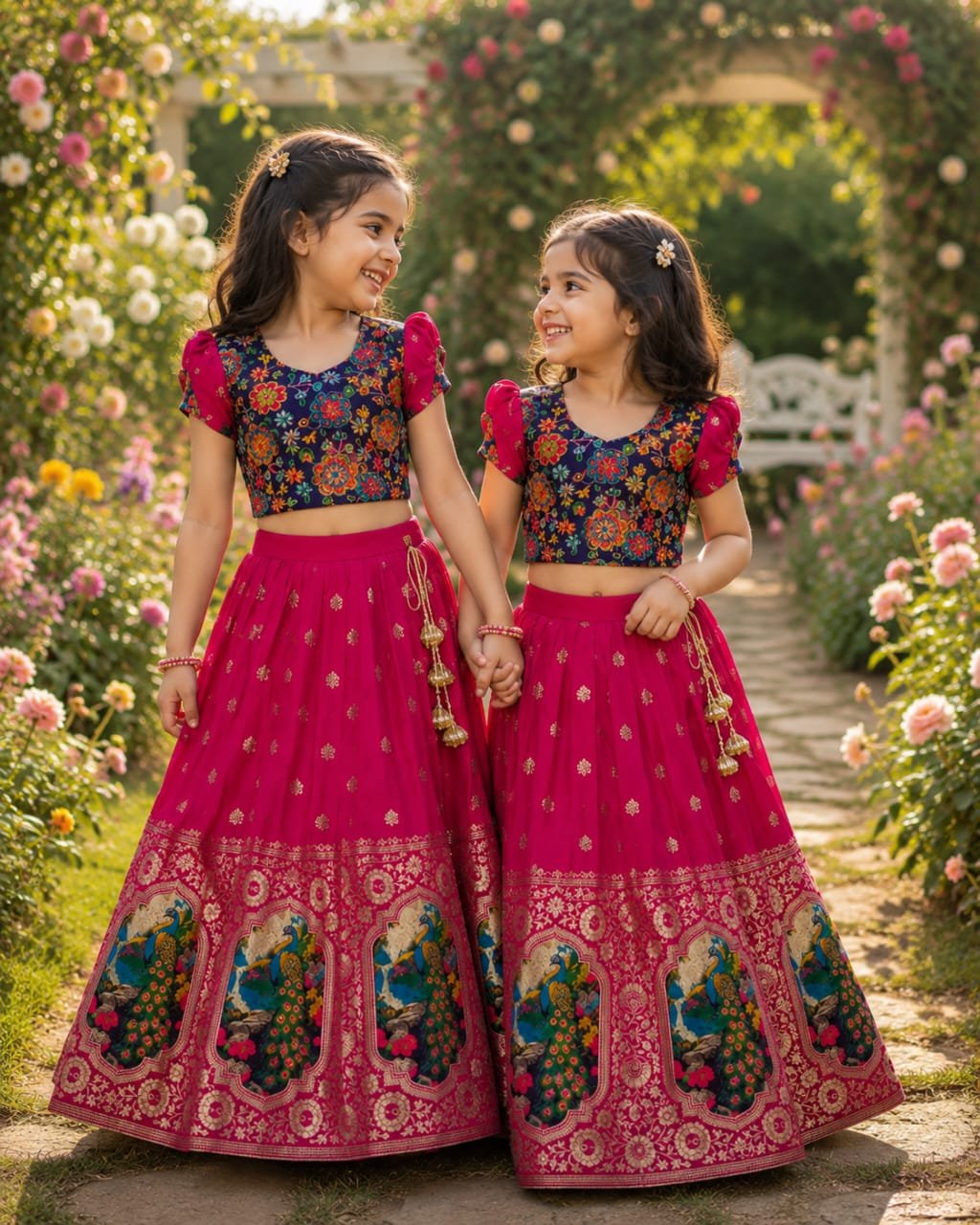 Traditional Kids Pattu Pavadai & Sattai Set in Natural Crepe & Pure Dola Silk Code !! F.B.K.W.