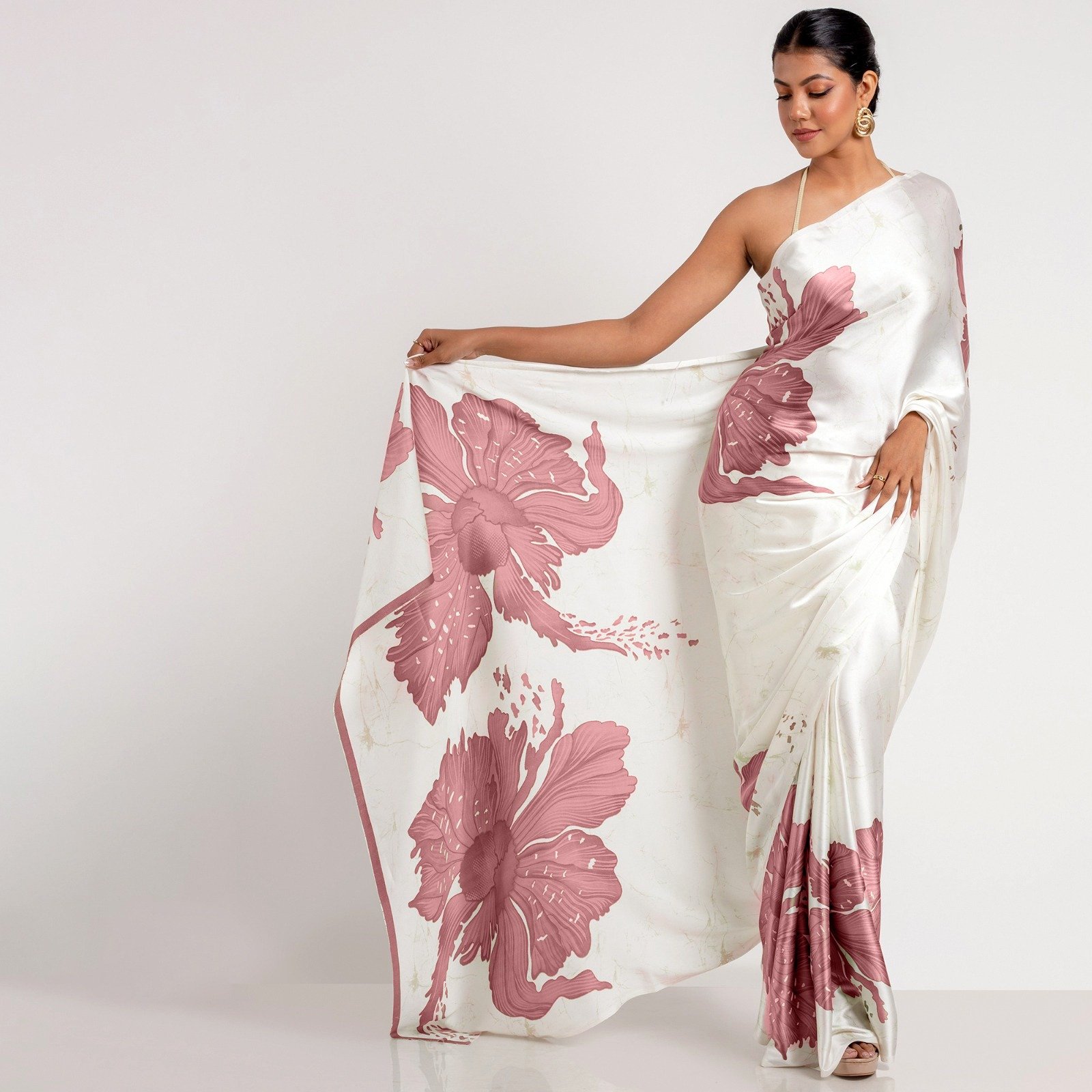 Modern Original Crepe Silk Digital Printed Saree with Matching Blouse Code !! F.B.S.