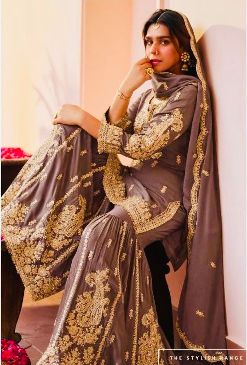 Designer Pure Fox Georgette Party Wear Sharara Suit Set with Coding Sequence Work Code!! F.B.S.S.