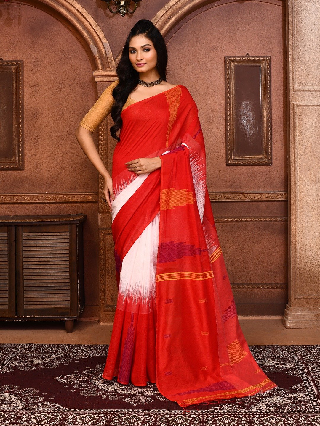 Exclusive Pure Cotton Silk Handwoven Ikkat Saree with Blouse Piece Code!! T.T.G.C.