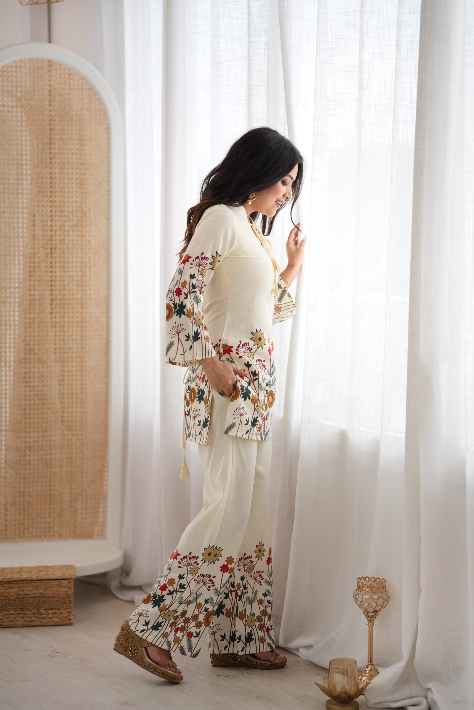 Magic Slub Cotton Floral Printed Co-Ord Set with Back Dori Pattern Code!! F.B.K.